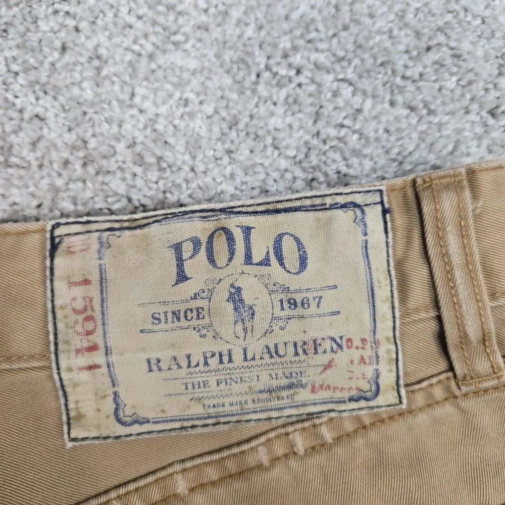 Polo Ralph Lauren‎ 867 Classic 5 Pocket tan Pants Distressed vintage Men's 32x32